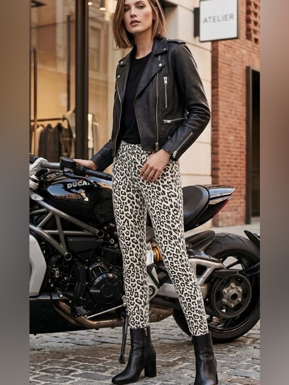 JOE'S JEANS Charlie Ankle Jean High Rise Skinny White Leopard 23 NWT